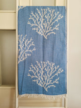 Load image into Gallery viewer, Soft Peshtemal - Turkish Bath/Beach Towel – Double Layer Blue Reef