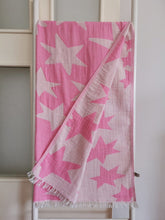 Load image into Gallery viewer, Soft Peshtemal - Turkish Bath/Beach Towel – Double Layer Aztec Star Pink