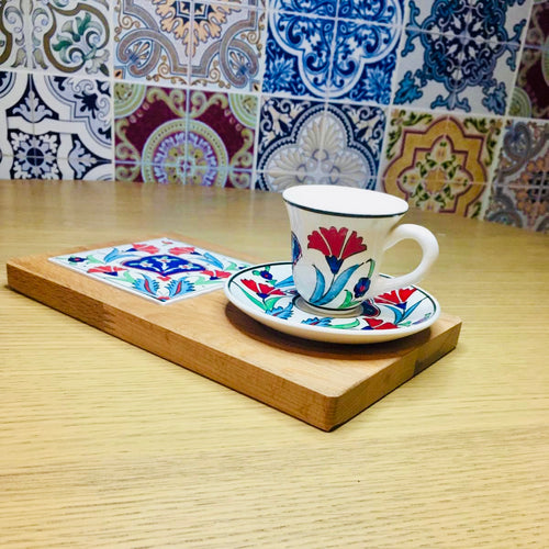 Single Turkish Coffee Cup with Saucer and Tray - Set J