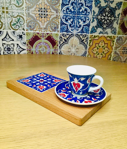 Single Turkish Coffee Cup with Saucer and Tray - Set H