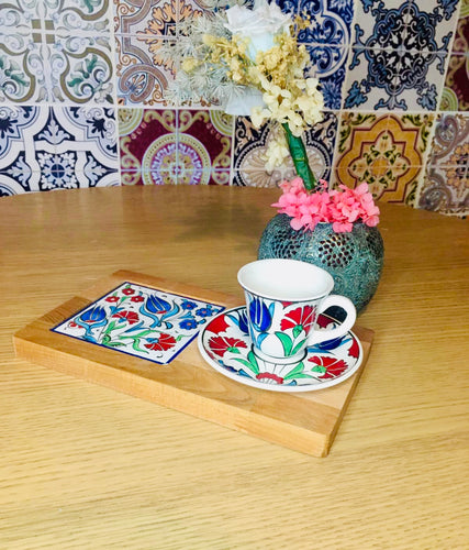 Single Turkish Coffee Cup with Saucer and Tray - Set F
