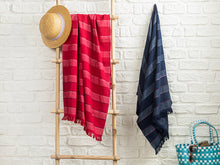 Load image into Gallery viewer, Peshtemal - Turkish Bath/Beach Towel – Striped Fuschia