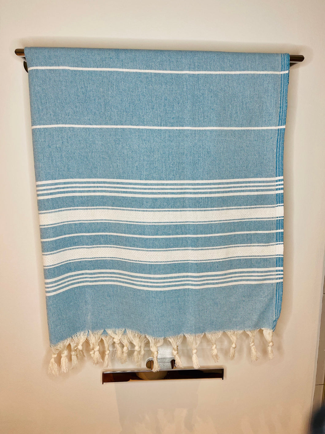 Soft Peshtemal - Turkish Bath/Beach Towel – Herringbone Blue