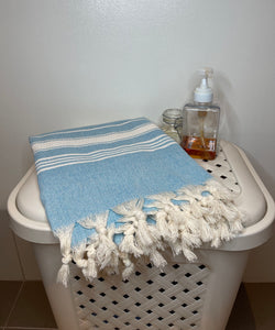 Soft Peshtemal - Turkish Bath/Beach Towel – Herringbone Blue