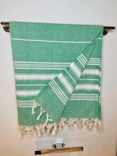 Load image into Gallery viewer, Soft Peshtemal - Turkish Bath/Beach Towel – Herringbone Green