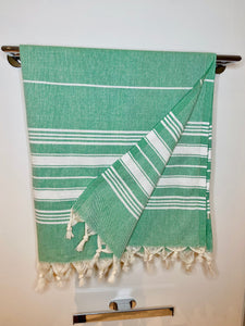 Soft Peshtemal - Turkish Bath/Beach Towel – Herringbone Green