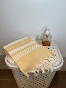 Soft Peshtemal - Turkish Bath/Beach Towel – Herringbone Yellow