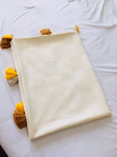 Load image into Gallery viewer, Turkish Blanket/ Sofa Throw/ Bed Cover - Cream Checked Pattern with Yellow Tassels