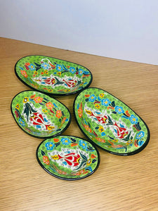 Turkish Hand-Painted Decorative or Dining Nesting Bowls (4-piece) - Green