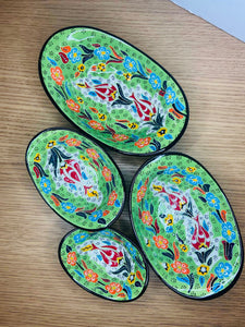 Turkish Hand-Painted Decorative or Dining Nesting Bowls (4-piece) - Green