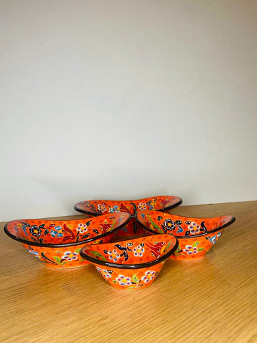 Turkish Hand-Painted Decorative or Dining Nesting Bowls (4-piece) - Orange