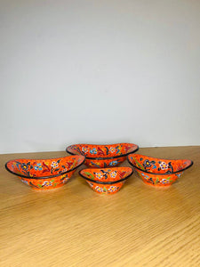 Turkish Hand-Painted Decorative or Dining Nesting Bowls (4-piece) - Orange