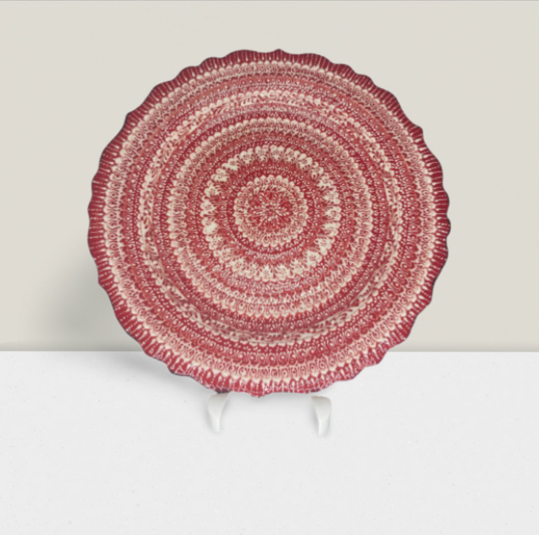Turkish Hand Painted Ceramic Decorative Plate - Spiral B5