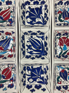 Turkish Ceramic 3-Section Rectangular Dish - Red & Blue Tulip Set (3 pc. set)