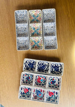 Load image into Gallery viewer, Turkish Ceramic 3-Section Rectangular Dish - Red &amp; Blue Tulip Set (3 pc. set)