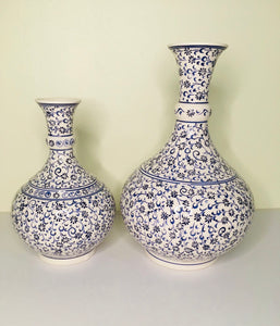 Turkish Decorative Vase - Blue Cotton Flowers (Medium)