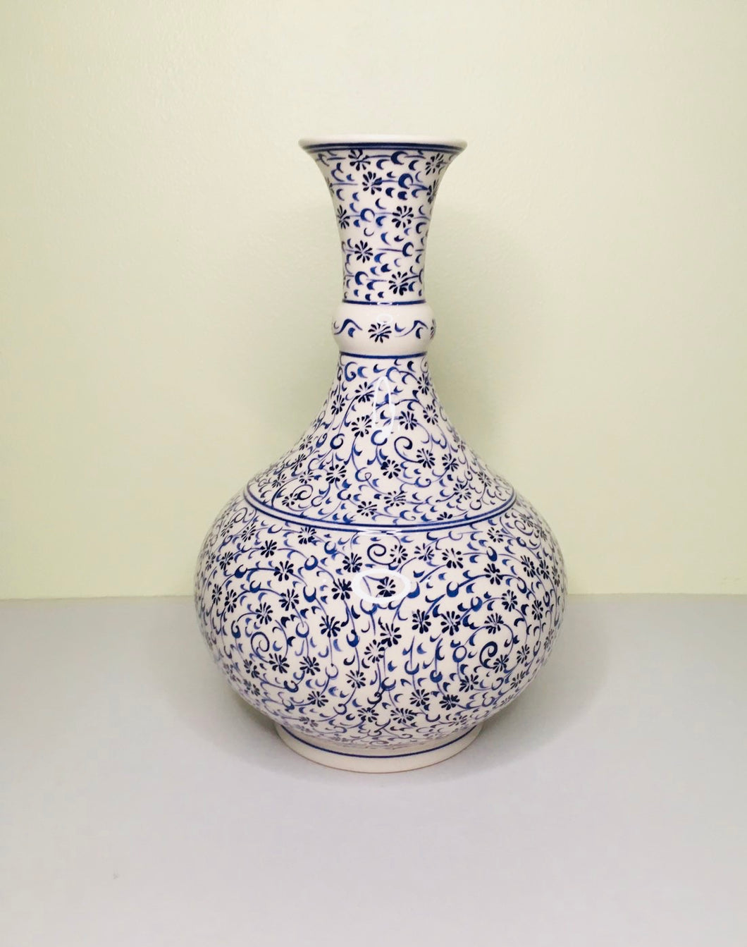 Turkish Decorative Vase - Blue Cotton Flowers (Medium)