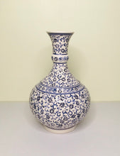 Load image into Gallery viewer, Turkish Decorative Vase - Blue Cotton Flowers (Medium)