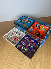 Load image into Gallery viewer, Turkish Hand-Painted Decorative or Dining Square Bowls (set of 4) - Set I