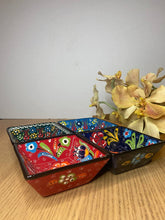 Load image into Gallery viewer, Turkish Hand-Painted Decorative or Dining Square Bowls (set of 4) - Set V