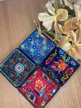 Load image into Gallery viewer, Turkish Hand-Painted Decorative or Dining Square Bowls (set of 4) - Set V