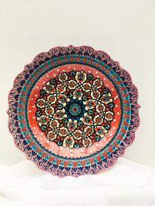 Turkish Hand Painted Ceramic Decorative Plate - Pink
