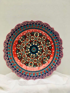 Turkish Hand Painted Ceramic Decorative Plate - Pink