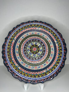 Turkish Hand Painted Ceramic Decorative Plate - Spiral D2