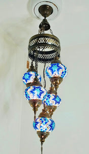Turkish Mosaic 5-Glass Hanging Lamp