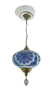 Turkish Mosaic Pendant Lamp - Blue Starburst