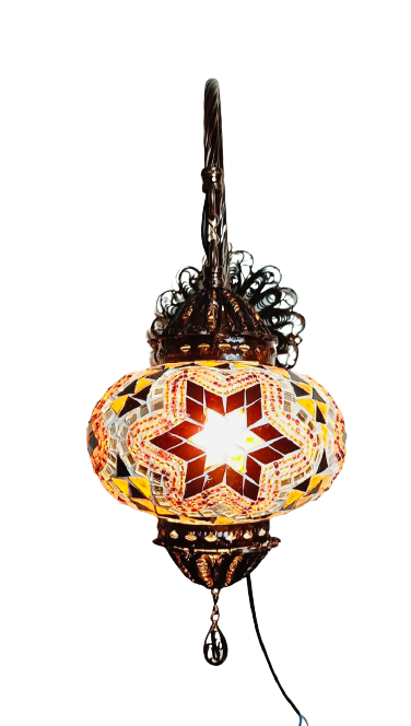 Turkish Mosaic Wall Lamp - Yellow/Brown/Orange Star