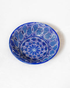 Turkish Hand-Painted Decorative Bowl or Serving Bowl- Blue Flower