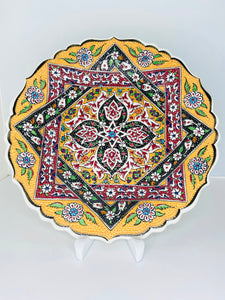 Turkish Hand-Painted Decorative Plate - Yellow