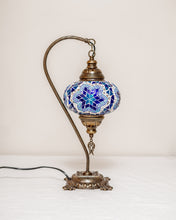 Load image into Gallery viewer, Copper Filigree Authentic Swan Neck Table Lamp Blue/Purple
