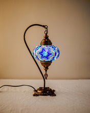 Load image into Gallery viewer, Copper Filigree Authentic Swan Neck Table Lamp Blue/Purple