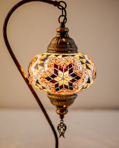 Copper Filigree Authentic Swan Neck Table Lamp Yellow/Brown