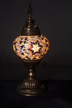 Load image into Gallery viewer, Filigree Mosaic Table Lamp - Yellow/Brown/ Orange Star