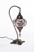 Load image into Gallery viewer, Copper Filigree Authentic Swan Neck Table Lamp - Multicolor Mosaic Star