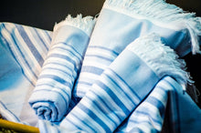 Load image into Gallery viewer, Soft Peshtemal - Turkish Bath Towel Set BLUE (1 big, 1 small)