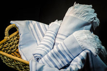 Load image into Gallery viewer, Soft Peshtemal - Turkish Bath Towel Set BLUE (1 big, 1 small)