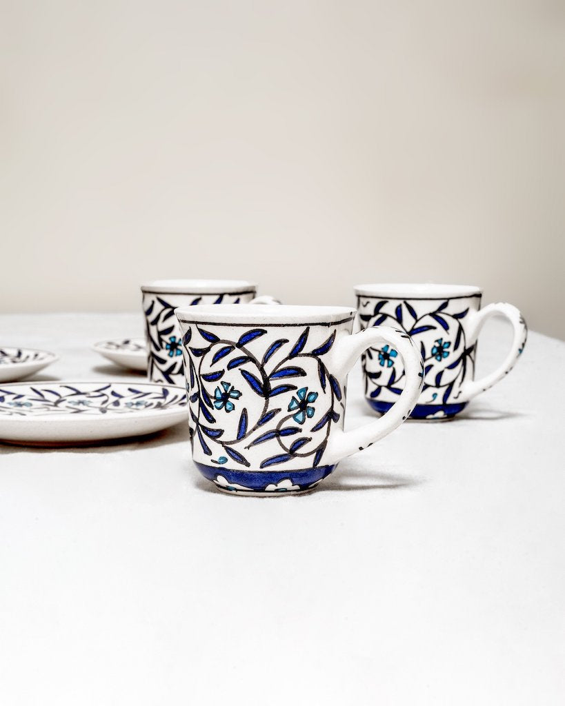 Turkish Handpainted Coffee Cup and Saucer Set