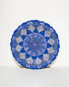 Turkish Hand-Painted Decorative or Dining Plate - Blue Lace