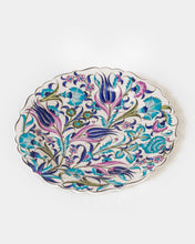 Load image into Gallery viewer, Turkish Hand-Painted Decorative Plate or Dining Plate - Blue Purple Tulips